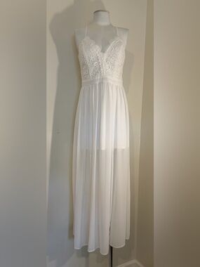 No Boundaries White Lace Bodice Maxi Dress